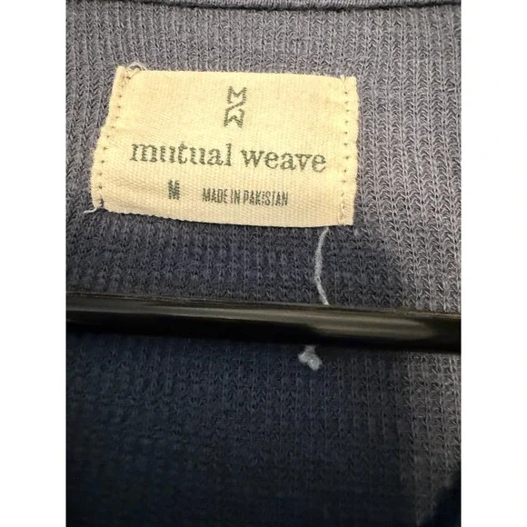 Mutual Weave Mens Hoodie Henley Long Sleeve Top Casual Blue Medium - Picture 5 of 6